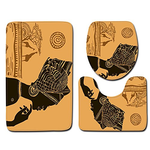 Africa Sexy Woman Skidproof Toilet Seat Bathroom Floor Mat Pedestal Rug + Lid Toilet Cover + Bath Mat 3 Piece Africa Sexy Woman Skidproof Toilet Seat Bathroom Floor Mat Pedestal Rug + Lid Toilet Cover + Bath Mat 3 Piece