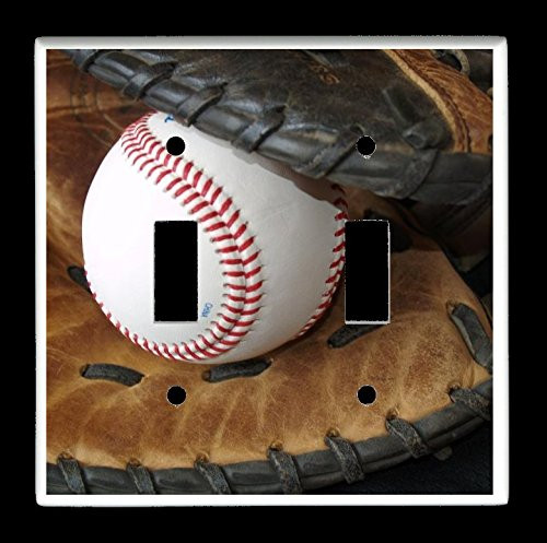 Double Toggle -2-toggle- Light Switch Plate Cover - Sports Recreation - Baseball and Glove