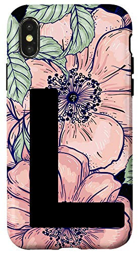 iPhone X-XS Letter L Initial Monogram Floral Flower Women Girl Gift Case