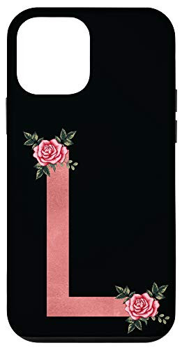 iPhone 12 mini Letter L Initial Monogram Pink Rose Floral Flower Gift Case