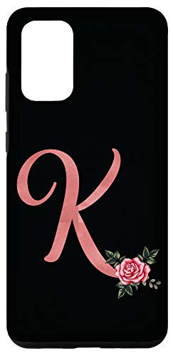Galaxy S20 plus Letter K Initial Monogram Pink Rose Floral Flower Gift Case