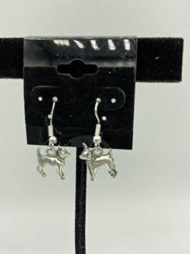 Silvertone 3D Chihuahua Charm Dangle Clip On Earrings
