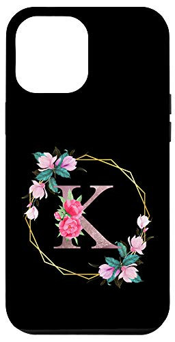 iPhone 12 Pro Max Letter K Initial Floral Monogram Women Girls Case