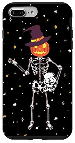 iPhone 7 Plus-8 Plus Funny Skeleton Skull With Jack-O-Lantern Head Witch Hat Gift Case