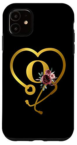 iPhone 11 Personalized Gift for Nurse Doctor Initial Letter O Black Case