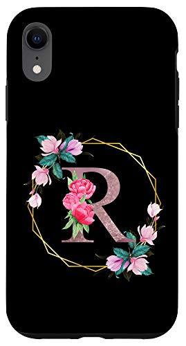 iPhone XR Letter R Initial Floral Monogram Women Girls Case