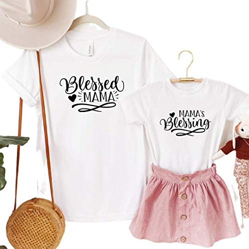 Blessed Mama and Baby Mommy and Me Outfits Baby Girl Mothers Day Gifts Christian Mom Shirts Mother Daughter Son Matching Tshirts. Mom and Daughter Matching Clothes. BMND1