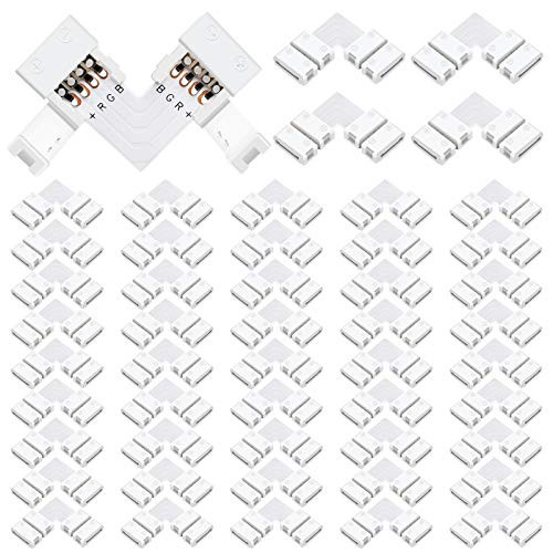 LightingWill 50Pack L Shap 4-Pin RGB LED Light Strip Connector 10mm Solderless Adapter Connectors for 5050 Multicolor LED Strip Light LightingWill 50Pack L Shap 4-Pin RGB LED Light Strip Connector 10mm Solderless Adapter Connectors for 5050 Multicolor LED Strip Light