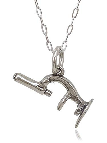 Sterling Silver Microscope 3D Charm Necklace 18"