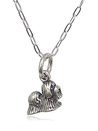 Sterling Silver Tiny Shih Tzu Dog 3D Charm Necklace 18"