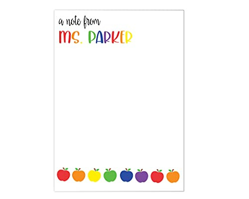 PRINTED PERSONALIZED NOTEPAD Gifts for Teachers - Personalized Teacher Notepad - Teacher Stationery - Christmas Teacher Gift - Style- Rainbow Apples Teacher Apperication Gift