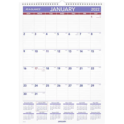 2022 Erasable Calendar Dry Erase Wall Planner by AT-A-GLANCE 12" x 17" Small -PMLM0228-