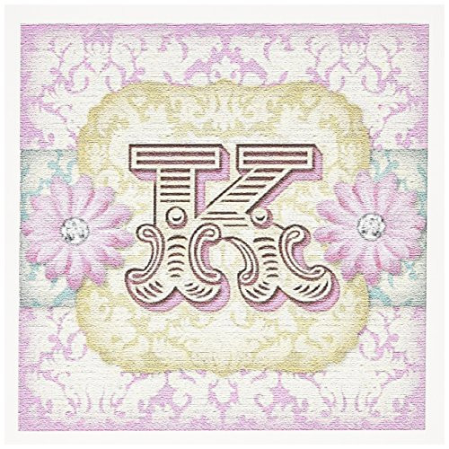 3dRose Regal Pastel Mod Damask Monogram Initial K - Greeting Cards 6 x 6 inches set of 6 -gc-102843-1-