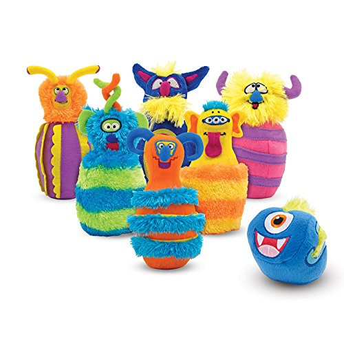Melissa & Doug Fuzzy Monster Bowling Pins & Ball with Mesh Storage Bag (8 Piece)