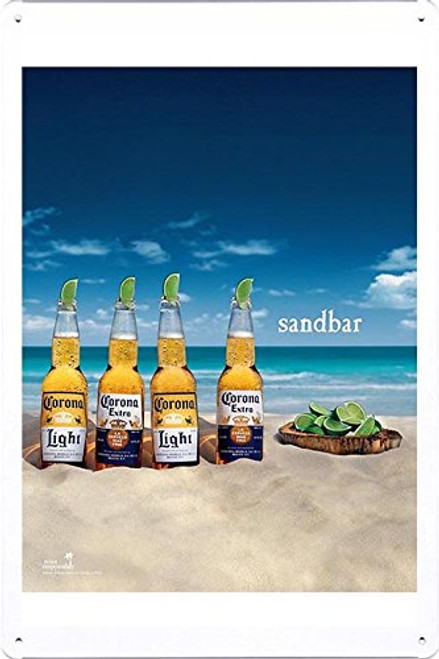 Tin Sign Metal Poster Plate (8"x12") of Corona Beer: Sandbar by Food & Beverage Decor Sign