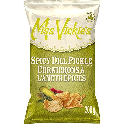 Miss Vickie's Spicy Dill Pickle Kettle Cooked Potato Chips 200g-7 oz. -Imported from Canada-