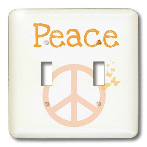 3dRose lsp_40143_2 Peach Peace Sign And Butterflies- Inspirational Art Double Toggle Switch 3dRose lsp_40143_2 Peach Peace Sign And Butterflies- Inspirational Art Double Toggle Switch