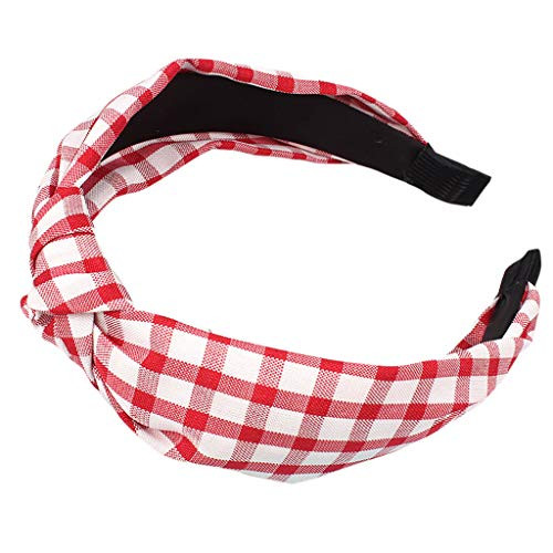 Holzkary Elegant Plaid Hair Hoop Wide Headbands Fashion Tie Knot Hairband Headwear Cloth Hair Accessories for Women-Red- Holzkary Elegant Plaid Hair Hoop Wide Headbands Fashion Tie Knot Hairband Headwear Cloth Hair Accessories for Women-Red-