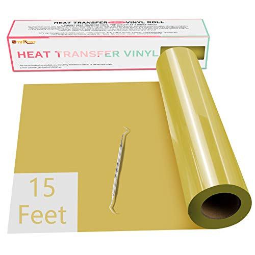 HTVRONT HTV Vinyl Rolls Heat Transfer Vinyl - 12" x 15ft Gold HTV Vinyl for Shirts Iron on Vinyl for Cricut and Cameo - Easy to Cut and Weed for DIY Heat Vinyl Design -Gold- HTVRONT HTV Vinyl Rolls Heat Transfer Vinyl - 12" x 15ft Gold HTV Vinyl for Shirts Iron on Vinyl for Cricut and Cameo - Easy to Cut and Weed for DIY Heat Vinyl Design -Gold-