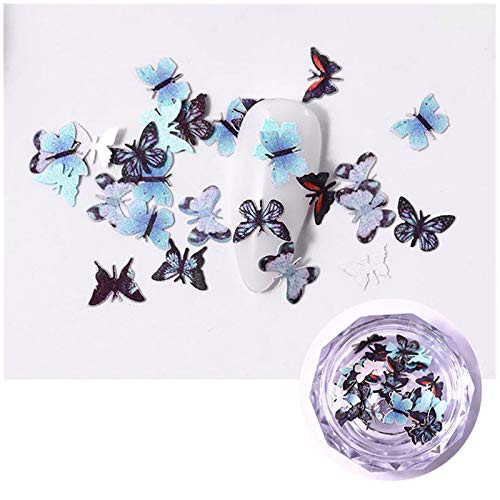 Fanteecy 12 Colors Butterfly Glitter Nail Sequins - 3D Nail Art Flakes Colorful Confetti Glitter Sticker Decals Manicure Nail Art Design Makeup DIY Decoration -G-