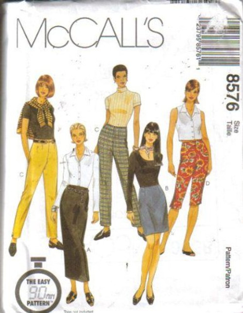 McCall's Sewing Pattern 8576 Misses' Pants and Skirt in 2 Lengths Size B -8 10 12-