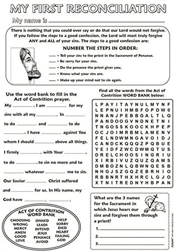 My First Reconciliation Color Your Own Poster Activity Sheet for Kids, Pack of 50