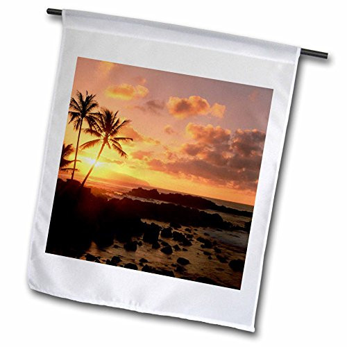 3dRose fl_89720_1 Sunset, North Shore, Oahu, Hawaii, USA-Us12 Dpb1450-Douglas Peebles Garden Flag, 12 by 18-Inch