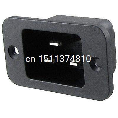 Lysee Screws - Panel Mounting AC 250V 16A IEC 320 C20 Inlet Power Socket Black