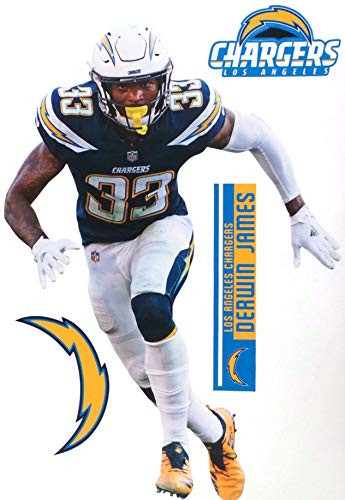 TEAMMATE Derwin James FATHEAD Los Angeles Chargers Logo Set Official Vinyl Wall Graphics 17" INCH