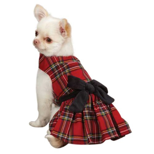 East Side Collection Holiday Tartan Pet Dress Small-Medium 14-Inch Red