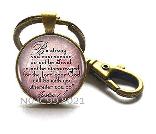 Joshua 1-9 Keyring Scripture Bible Quote Jewelry Bible Verse Courage Faith Hope