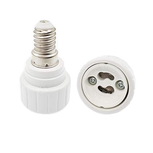 E-Simpo 6-Pack E14 to Gu10 Adapter EU Candelabra Base E14 to Gu10 Spotlight Base Socket Holder Converter Adaptor Ceramic