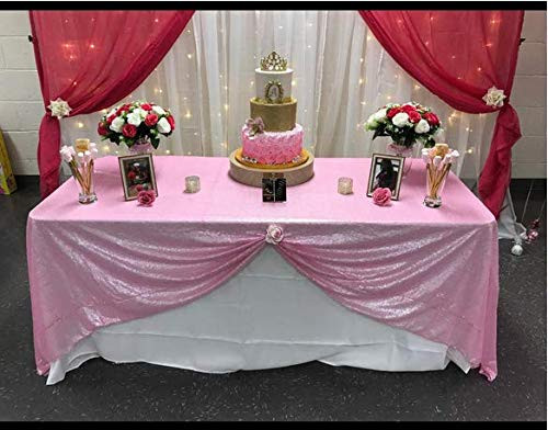 Zdada Blush Pink 55"x108" Sequin Tablecloth Dessert Tablecloth for Birthday Party