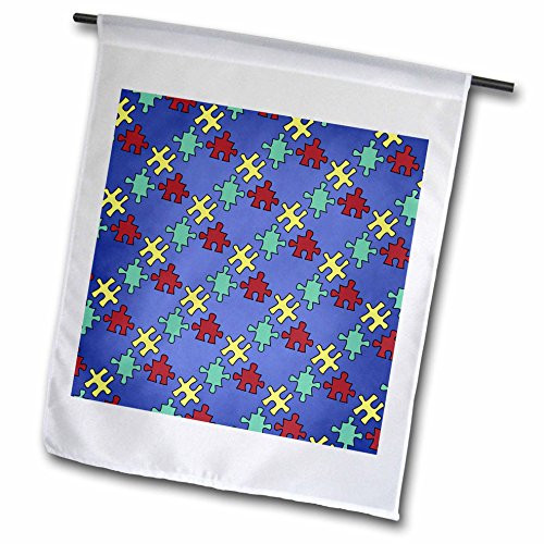 3dRose Dooni Designs Cause Awareness Ribbon Designs - Autism Awareness Puzzle Background Awareness Cause Design - 12 x 18 inch Garden Flag (fl_113518_1)
