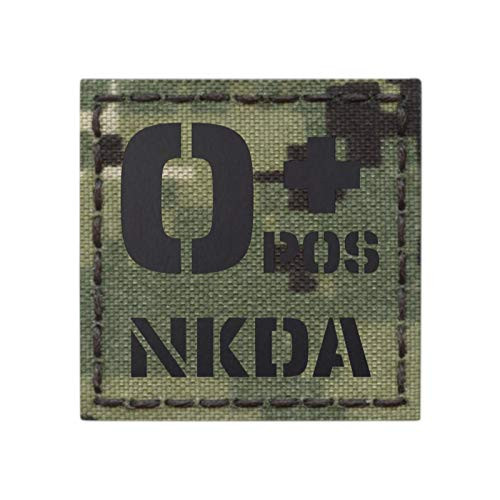 AOR2 IR OPOS NKDA O plus Blood Type 2x2 NWU Type III Tactical Morale Hook and Loop Patch