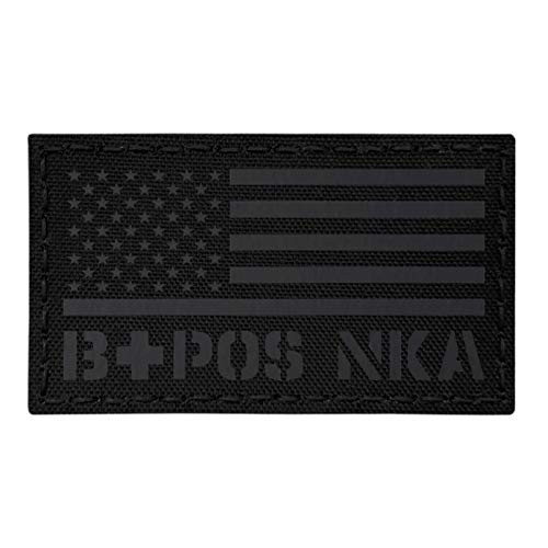 IR Blackout USA Flag BPOS B plus Blood Type NKA NKDA Infrared Tactical Morale Fastener Patch