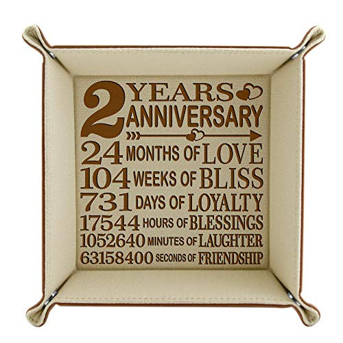 2 Years Anniversary Traditional Cotton Gift 2nd Wedding Anniversary Engraved Cotton Organization Jewelry Tray