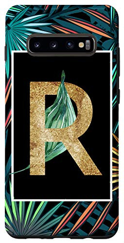 Galaxy S10 plus Initial R Phone Case Capital Letter R Monogram Tropical Case