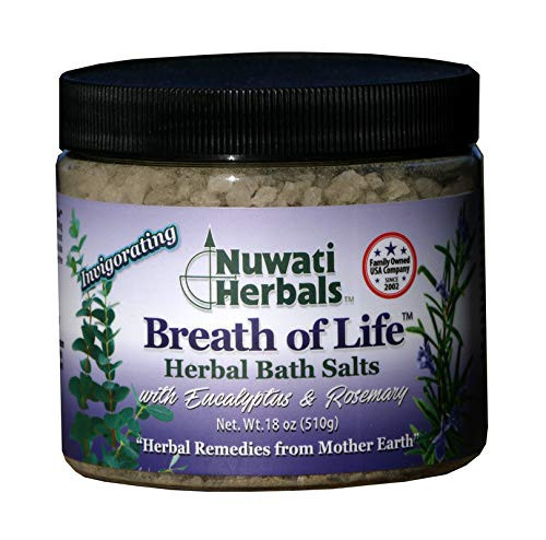 Nuwati Herbals Breath of Life Herbal Bath Salts - For Invigorating Your Body - With Eucalyptus and Rosemary Essential Oils 18 Ounces