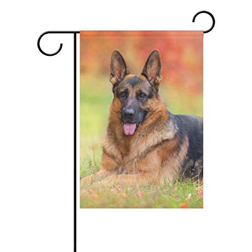 Hokkien BlueViper Beautiful German Shepherd Dog Garden Flag Double Sided 12 x 18 Inch Yard Flags Decorative Small Garden Flags Outdoor Lawn and Garden Décor