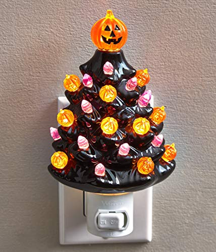 The Lakeside Collection Bubble Tree Halloween Night Light with Jack O Lantern Pumpkin Top