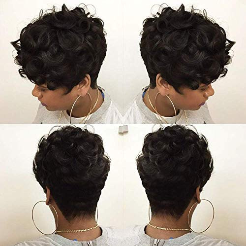 Naseily Short Curly Wig Hairstyles Short Black Brown Cosplay Wig Natural Synthetic Hair Wigs For Black Women Curly Short Wig Hairstyles -98952-B- Naseily Short Curly Wig Hairstyles Short Black Brown Cosplay Wig Natural Synthetic Hair Wigs For Black Women Curly Short Wig Hairstyles -98952-B-