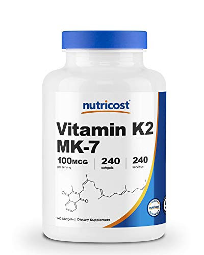Nutricost Vitamin K2 MK-7 100 mcg 240 Softgels - Gluten Free and Non-GMO MK7