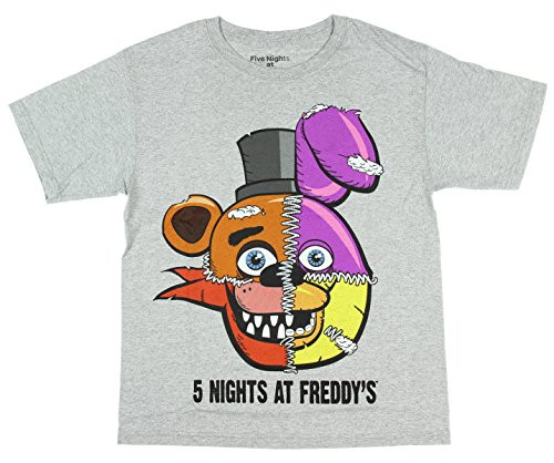 Five Nights at Freddy's Split Face Boys Youth T-Shirt Licensed -Medium- Gray Five Nights at Freddy's Split Face Boys Youth T-Shirt Licensed -Medium- Gray