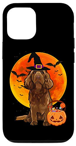 iPhone 12-12 Pro Dog Halloween Sussex Spaniel Jack O Lantern Pumpkin Case