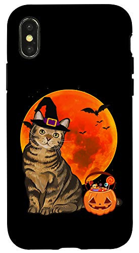 iPhone X-XS Cat Halloween American Shorthair Jack O Lantern Pumpkin Case