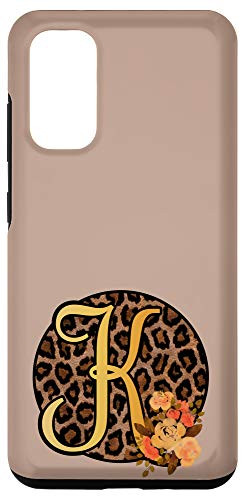 Galaxy S20 Leopard Print Floral Monogram K Letter Initial Cheetah Women Case
