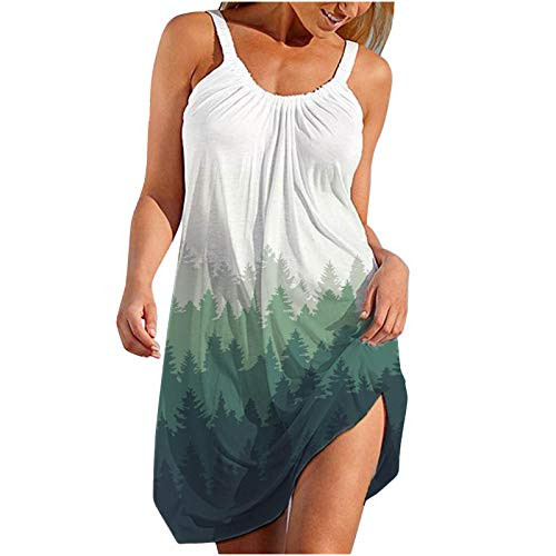 TooGIVE Casual Sleeveless Beach Dress for Women Summer Loose O-Neck Dresses Forest Print Daily Dress White TooGIVE Casual Sleeveless Beach Dress for Women Summer Loose O-Neck Dresses Forest Print Daily Dress White