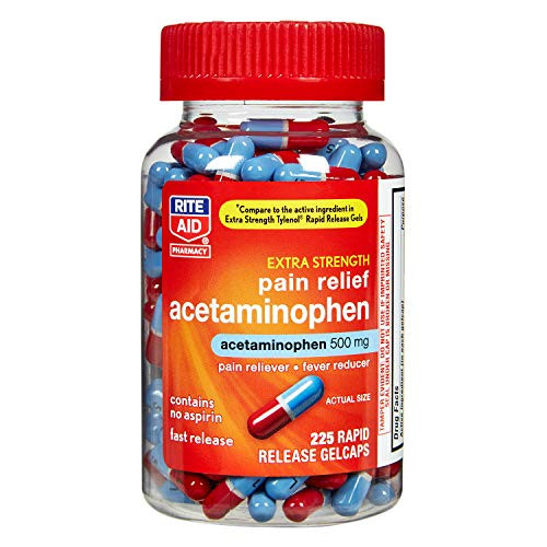 Rite Aid Extra Strength 500 mg Acetaminophen Pain Relief Rapid Release Gelcaps - 225 Count  Pain Reliever Joint Pain Relief  Muscle Pain Relief  Arthritis Pain Relief  Back Pain Relief Products