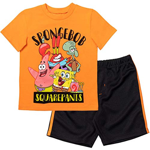 Nickelodeon Spongebob Squarepants Big Boys T-Shirt Shorts Set Orange-Black 14-16